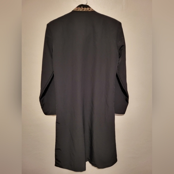 Embroidered Black Long Coat - Picture 2 of 6